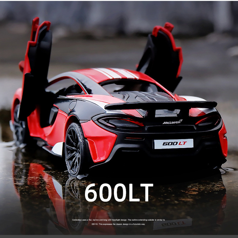 1:32 McLaren 600LT Le Mans 레이싱 카 모델 장난감 시뮬레이션 사운드 라이트 풀 백 컬렉션 스포츠카 완구 차량 선물